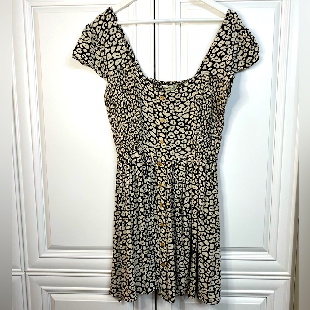 EUC Brave Soul London Size Large Brown and Cream Midi Dress Summer Cruise Sun